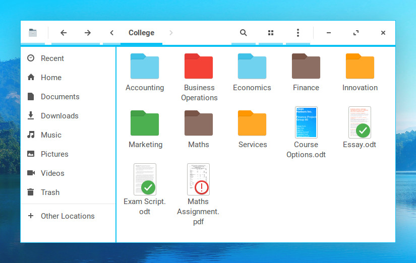A demo of individual folder styling in Zorin OS 12.3